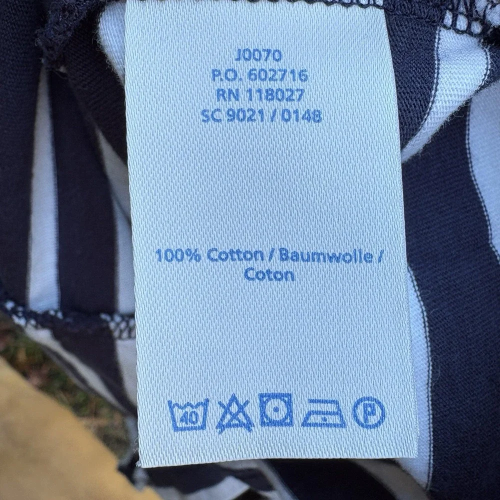 Boden Womens Size 4 Long Sleeve Top Navy Blue White Striped Ruffle Preppy - Picture 4 of 7